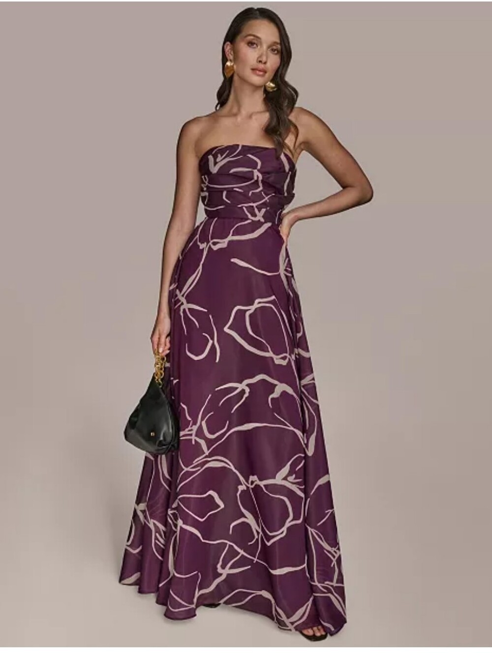 Donna Karan New York NWT Strapless Floral Maxi Dress Size 4 Purple $348 Luxury